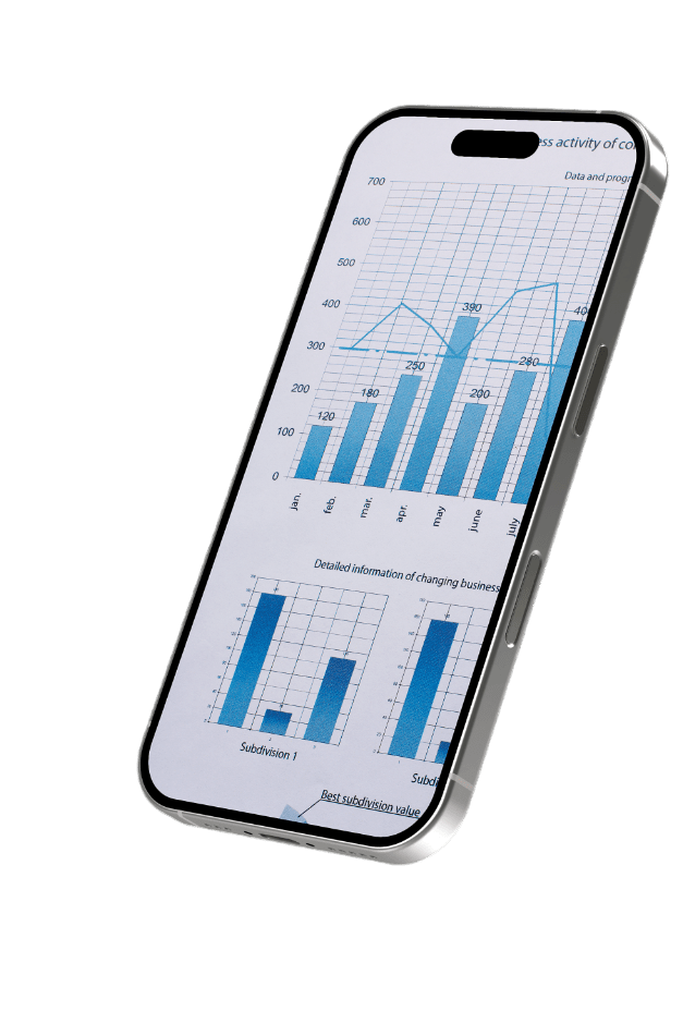Dashboard financeiro no smartphone